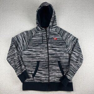 Nike Hoodie Mens M Black White AW77 FT Speed Stripe Full Zip 614488-010